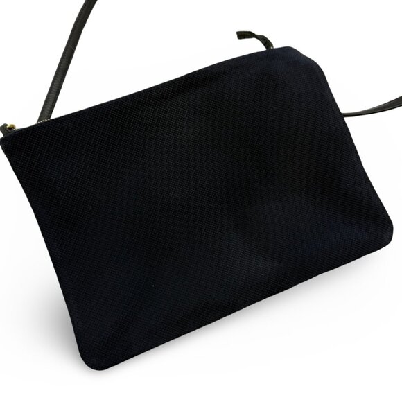 Clare V. Sac Bretelle Navy Perforated Suede w Stripes Crossbody Bag - Picture 4 of 8